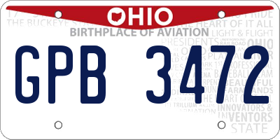 OH license plate GPB3472