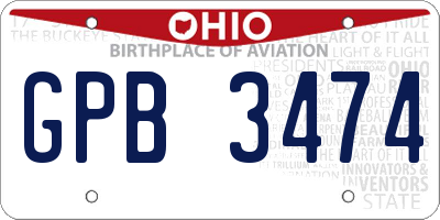 OH license plate GPB3474
