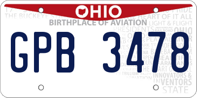 OH license plate GPB3478