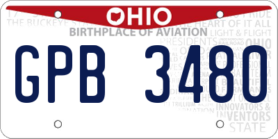 OH license plate GPB3480