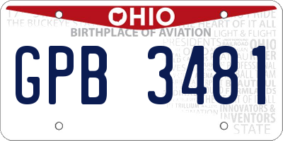 OH license plate GPB3481