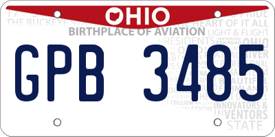 OH license plate GPB3485