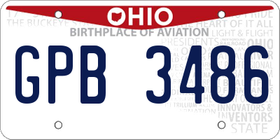 OH license plate GPB3486