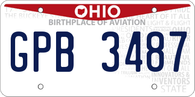 OH license plate GPB3487