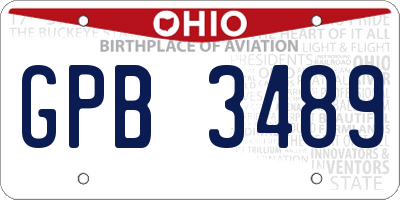 OH license plate GPB3489