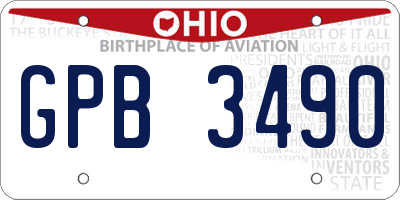 OH license plate GPB3490
