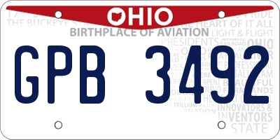OH license plate GPB3492