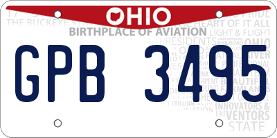 OH license plate GPB3495