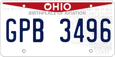 OH license plate GPB3496