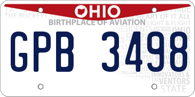 OH license plate GPB3498