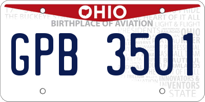 OH license plate GPB3501