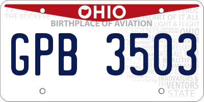 OH license plate GPB3503
