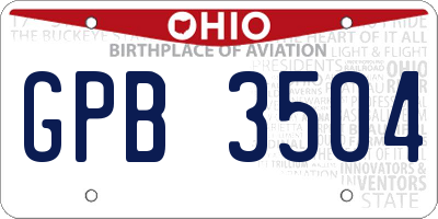 OH license plate GPB3504