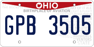 OH license plate GPB3505