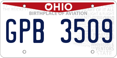 OH license plate GPB3509