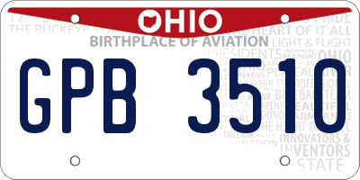 OH license plate GPB3510
