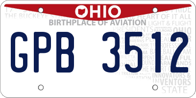 OH license plate GPB3512