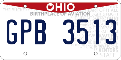 OH license plate GPB3513