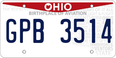 OH license plate GPB3514
