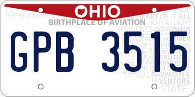 OH license plate GPB3515