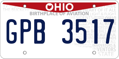 OH license plate GPB3517