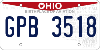 OH license plate GPB3518