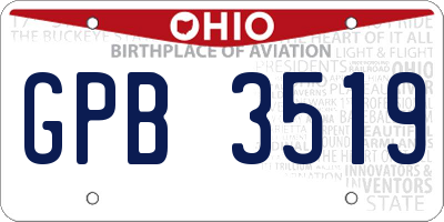OH license plate GPB3519