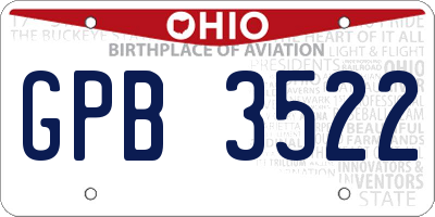 OH license plate GPB3522
