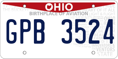 OH license plate GPB3524