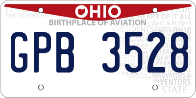 OH license plate GPB3528