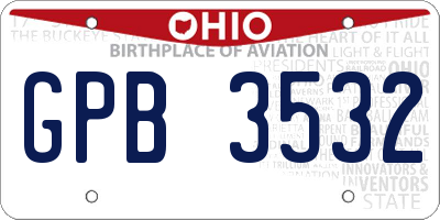 OH license plate GPB3532