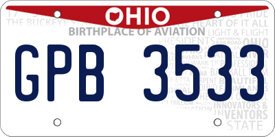 OH license plate GPB3533