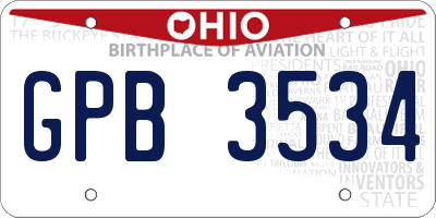 OH license plate GPB3534