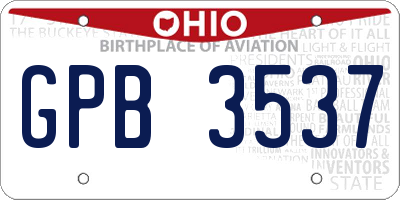 OH license plate GPB3537