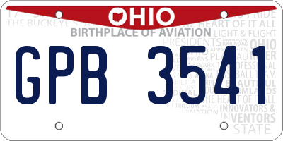 OH license plate GPB3541