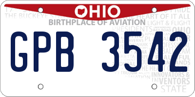 OH license plate GPB3542