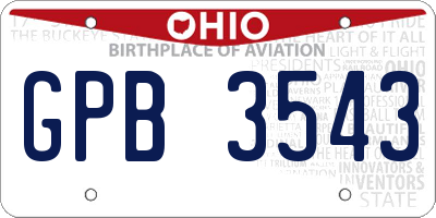 OH license plate GPB3543