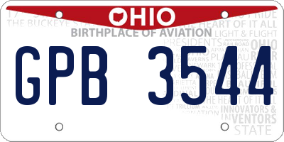 OH license plate GPB3544