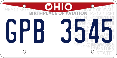 OH license plate GPB3545