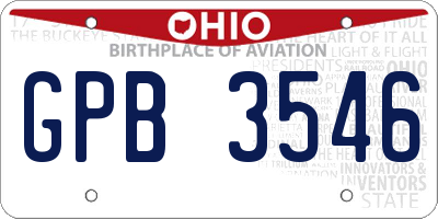 OH license plate GPB3546