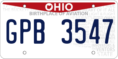 OH license plate GPB3547