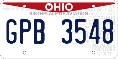 OH license plate GPB3548