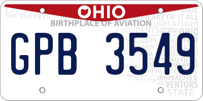 OH license plate GPB3549