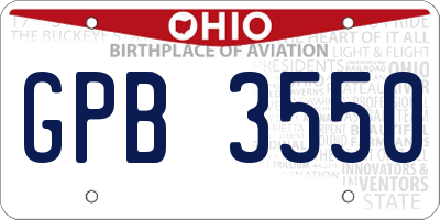 OH license plate GPB3550