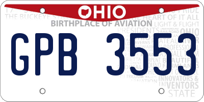 OH license plate GPB3553