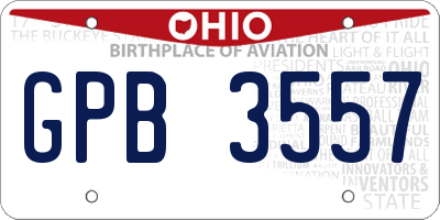 OH license plate GPB3557