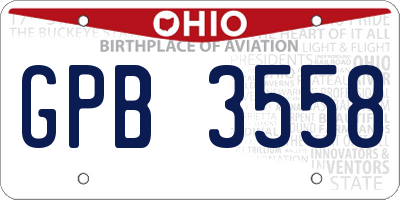 OH license plate GPB3558
