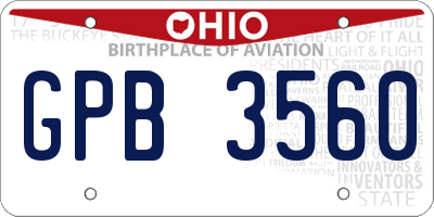 OH license plate GPB3560
