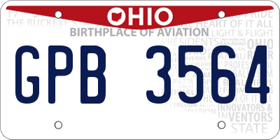 OH license plate GPB3564