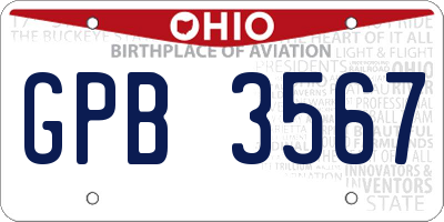 OH license plate GPB3567